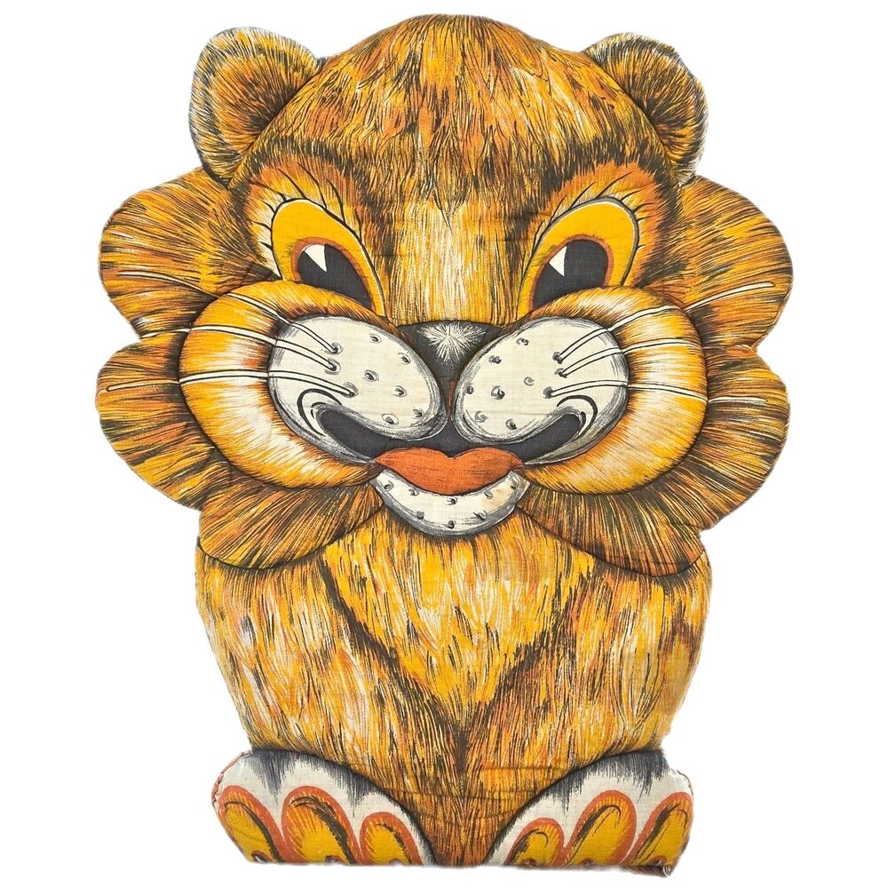Vintage 1970s Richard The Lion Pillow Doll 15" Cranston Cut Sew Safari Plush Zoo